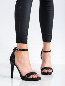 Krásné  sandály dámské černé na jehlovém podpatku