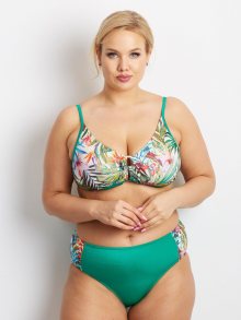 Dámské plavky plus velikosti 1015-1157 - FPrice zeleň s květinami 46