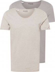 SELECTED HOMME Tričko \'NEWMERCE\' kámen / světle šedá