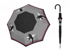 Doppler Fiber Flex Cozy Cat holový dámský deštník s kočkou - Černá