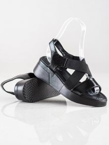 Komfortní  sandály černé dámské na klínku