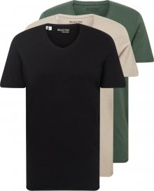 SELECTED HOMME Tričko \'NEWMERCE\' černá / béžová / zelená