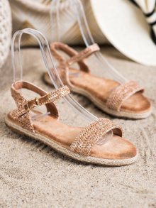 Komfortní zlaté dámské  sandály bez podpatku
