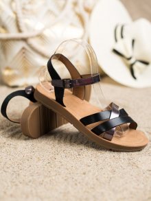 Klasické  sandály černé dámské bez podpatku