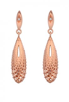 Hot Diamonds Elegantní bronzové náušnice s diamanty Quest Filigree Teardrop DE656