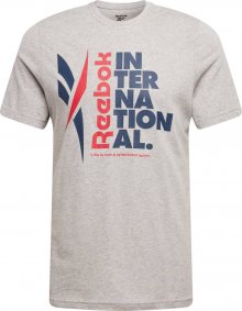 REEBOK Funkční tričko šedý melír / námořnická modř / červená