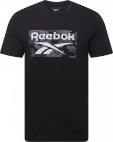 REEBOK Funkční tričko černá / bílá / šedý melír / šedá