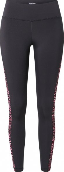 REEBOK Sportovní kalhoty černá / bílá / pink