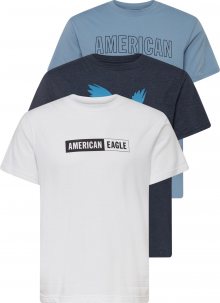 American Eagle Tričko námořnická modř / tyrkysová / kouřově modrá / černá / bílá