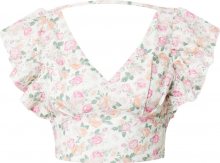 GUESS Tričko \'HATICE\' bílá / pink / broskvová / zelená