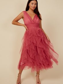 Little Mistress růžové společenské šaty - XS