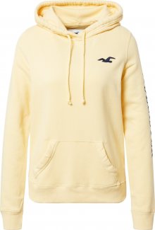 HOLLISTER Mikina světle žlutá / tmavě modrá