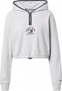 Tommy Jeans Mikina světle šedá / námořnická modř / bílá / červená