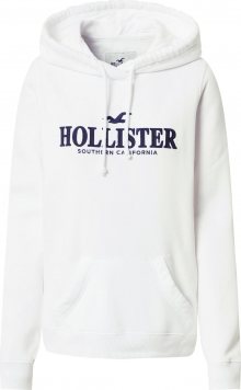 HOLLISTER Mikina bílá / námořnická modř