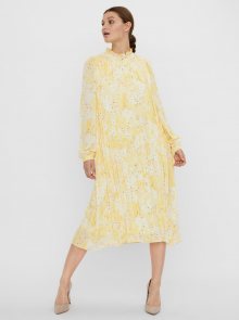 Vero Moda žluté midi plisované šaty Flora se vzory - XS