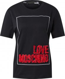 Love Moschino Tričko černá / bílá / krvavě červená