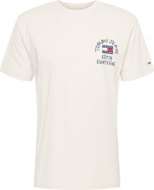 Tommy Jeans Tričko béžová / noční modrá