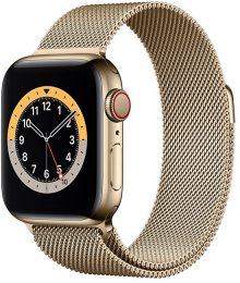 Apple Apple Watch Series 6 GPS + Cellular, 44mm Gold Stainless Steel Case with Gold Milanese Loop