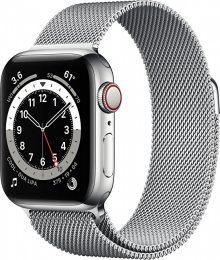 Apple Apple Watch Series 6 GPS + Cellular, 44mm Silver Stainless Steel Case with Silver Milanese Loop