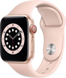 Apple Apple Watch Series 6 GPS + Cellular, 44mm Gold Aluminium Case with Pink Sand Sport Band - Regular