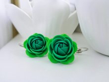 Troli Zelené visací náušnice Kytičky Cool Green