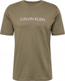 Calvin Klein Performance Funkční tričko khaki / bílá