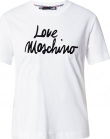 Love Moschino Tričko \'Maglietta M/C Stampa Logo Firma\' bílá / černá