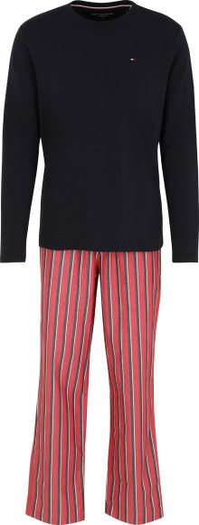 Tommy Hilfiger Underwear Pyžamo dlouhé pastelově červená / bílá / námořnická modř