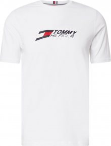 Tommy Sport Funkční tričko bílá / tmavě modrá / červená