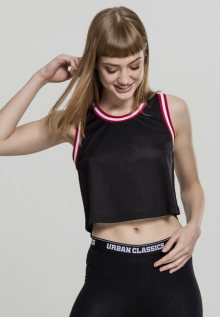 Urban Classics Ladies Cropped Mesh Top black/fire red/white - XS