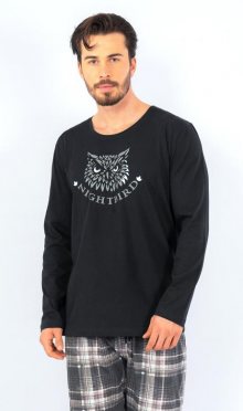 Pánské pyžamo dlouhé Sova | černá | 2XL