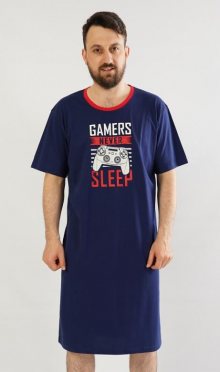 Pánská noční košile s krátkým rukávem Hra | tmavě modrá | 2XL