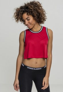 Urban Classics Ladies Cropped Mesh Top red/blk/wht - XS