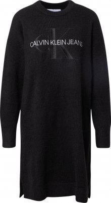 Calvin Klein Jeans Úpletové šaty černá / bílá