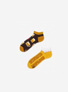 Hnědo-žluté unisex vzorované kotníkové ponožky Many Mornings Craft Beer - 35-38