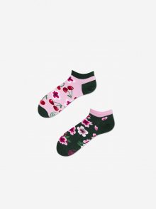 Zeleno-růžové unisex vzorované ponožky Many Mornings Cherry Blossom  - 35-38
