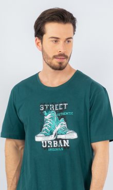 Pánská noční košile s krátkým rukávem Tenisky - Gazzaz tmavě zelená L