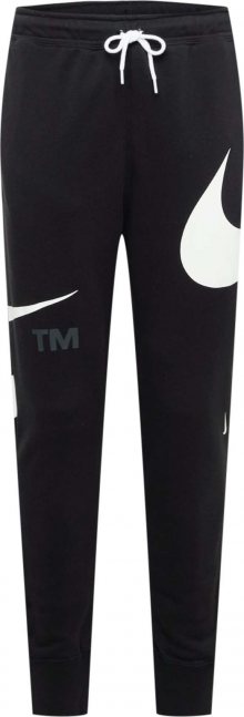 Nike Sportswear Kalhoty \'Swoosh\' černá / bílá / šedá