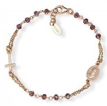 Amen Růžově pozlacený stříbrný náramek s krystaly Rosary BRORVI3