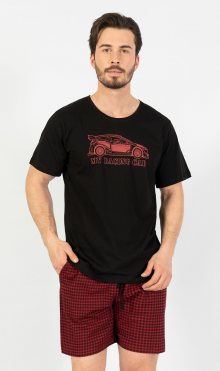 Pánské pyžamo šortky car - Gazzaz černá s červenou L