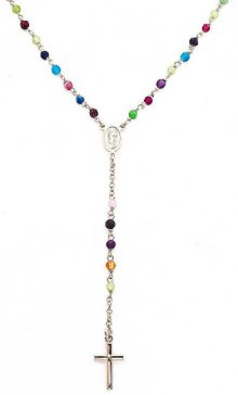 Amen Růžově pozlacený stříbrný náhrdelník s acháty Rosary CRORM4P