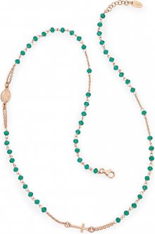Amen Růžově pozlacený stříbrný náhrdelník s krystaly Rosary CRORV3