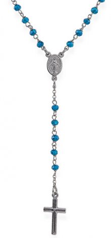 Amen Originální stříbrný náhrdelník s modrými krystaly Rosary CRONBL4