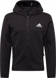 ADIDAS PERFORMANCE Sportovní mikina s kapucí černá / bílá