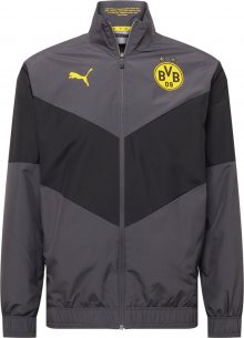 PUMA Sportovní bunda \'BVB Prematch\' antracitová / tmavě šedá / žlutá