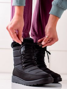 Praktické černé  sněhule dámské bez podpatku