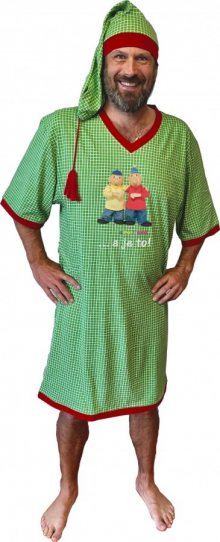 Pánská noční košile Pat a Mat s čepičkou GESTO zelené | zelená | L