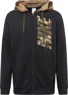 NIKE Sportovní mikina s kapucí černá / khaki / hnědá / béžová