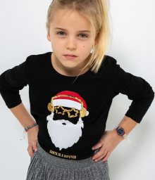 Černé holčičí tričko s vánočním motivem CAMAIEU - 104-110