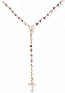 Amen Růžově pozlacený stříbrný náhrdelník s krystaly Rosary CRORVI4